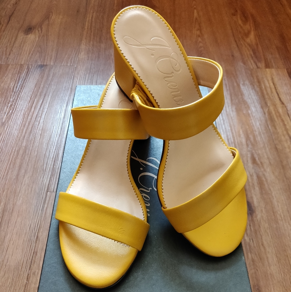 NIB Jcrew Lucie shoes sandal heel 7 mustard yellow warm marigold - Picture 2 of 15